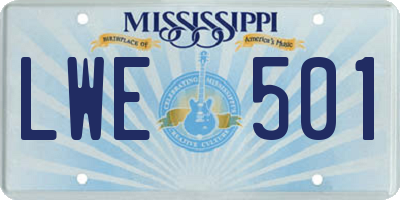 MS license plate LWE501