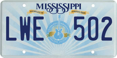 MS license plate LWE502