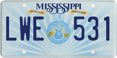MS license plate LWE531