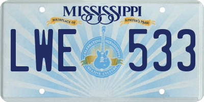 MS license plate LWE533