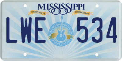 MS license plate LWE534