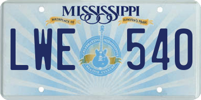 MS license plate LWE540