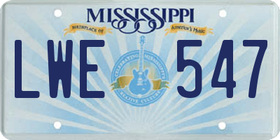 MS license plate LWE547