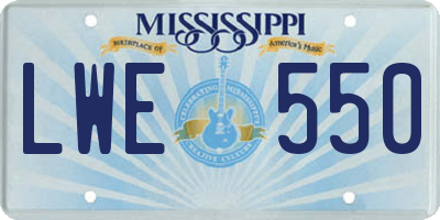 MS license plate LWE550