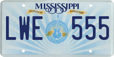 MS license plate LWE555