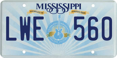 MS license plate LWE560
