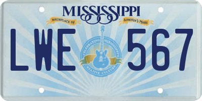 MS license plate LWE567