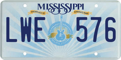 MS license plate LWE576
