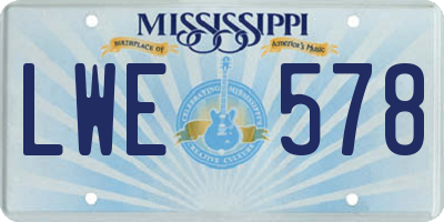 MS license plate LWE578