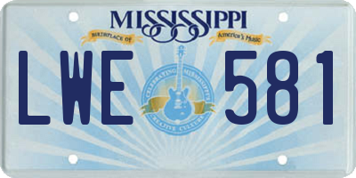 MS license plate LWE581
