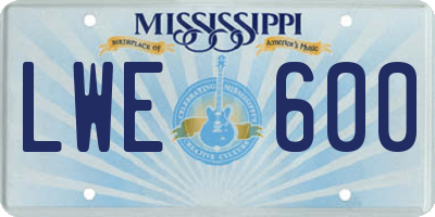 MS license plate LWE600