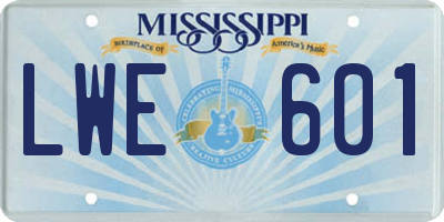 MS license plate LWE601