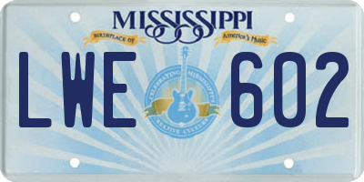 MS license plate LWE602