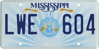 MS license plate LWE604