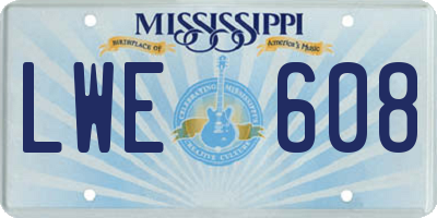 MS license plate LWE608