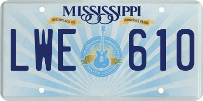 MS license plate LWE610