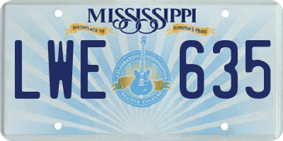 MS license plate LWE635