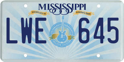 MS license plate LWE645