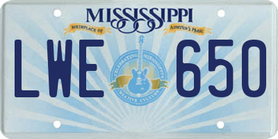 MS license plate LWE650