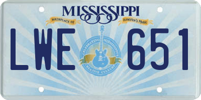 MS license plate LWE651