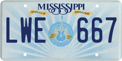 MS license plate LWE667