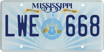 MS license plate LWE668