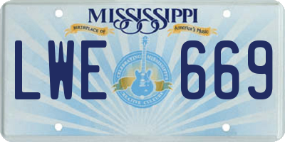 MS license plate LWE669