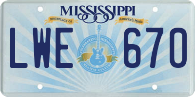 MS license plate LWE670