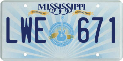 MS license plate LWE671