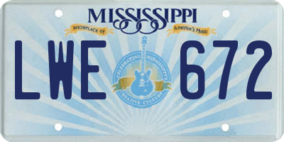 MS license plate LWE672