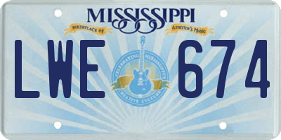 MS license plate LWE674