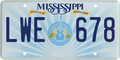 MS license plate LWE678