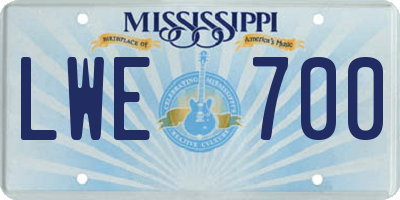 MS license plate LWE700