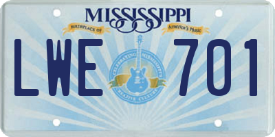 MS license plate LWE701