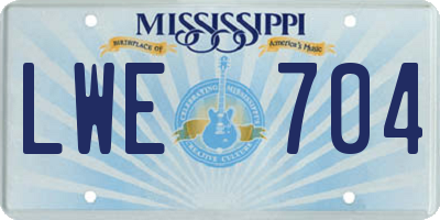 MS license plate LWE704