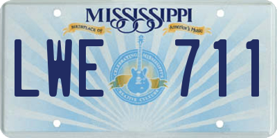 MS license plate LWE711