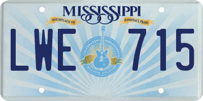 MS license plate LWE715