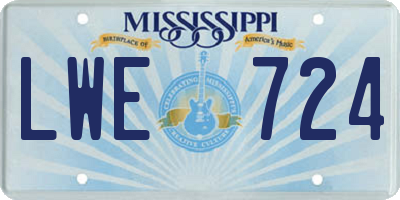 MS license plate LWE724