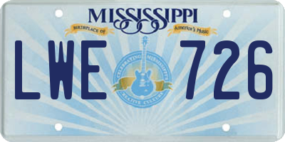 MS license plate LWE726