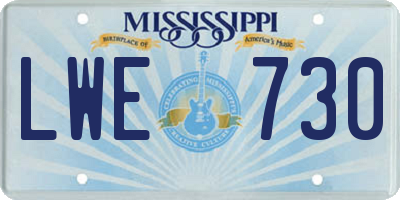 MS license plate LWE730
