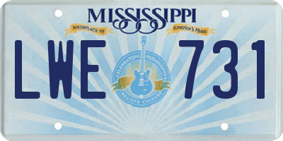 MS license plate LWE731