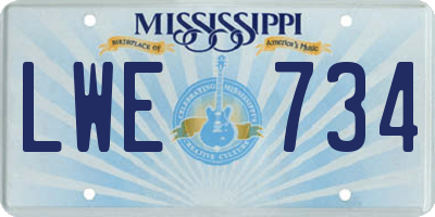 MS license plate LWE734