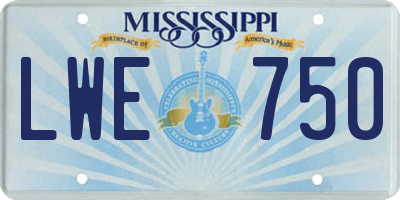 MS license plate LWE750