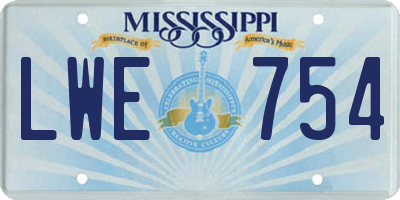 MS license plate LWE754