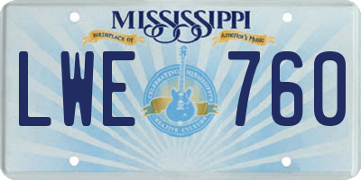 MS license plate LWE760