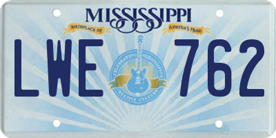 MS license plate LWE762