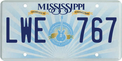 MS license plate LWE767