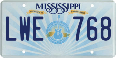 MS license plate LWE768