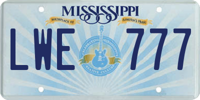 MS license plate LWE777