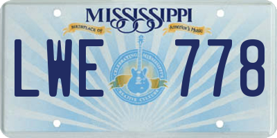 MS license plate LWE778